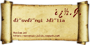 Ásványi Júlia névjegykártya