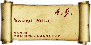 Ásványi Júlia névjegykártya